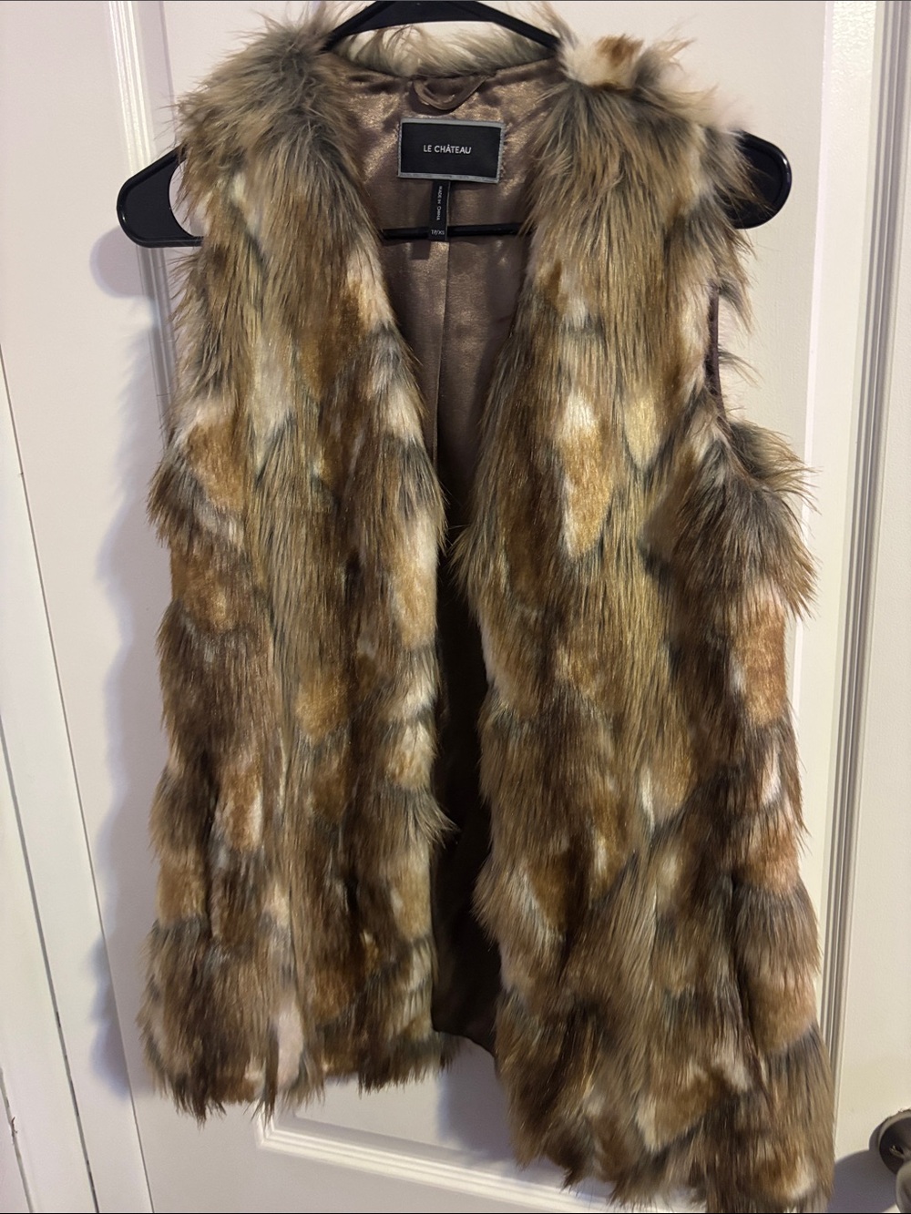 le chateau Brown Multi Faux Fur Vest - Open Front